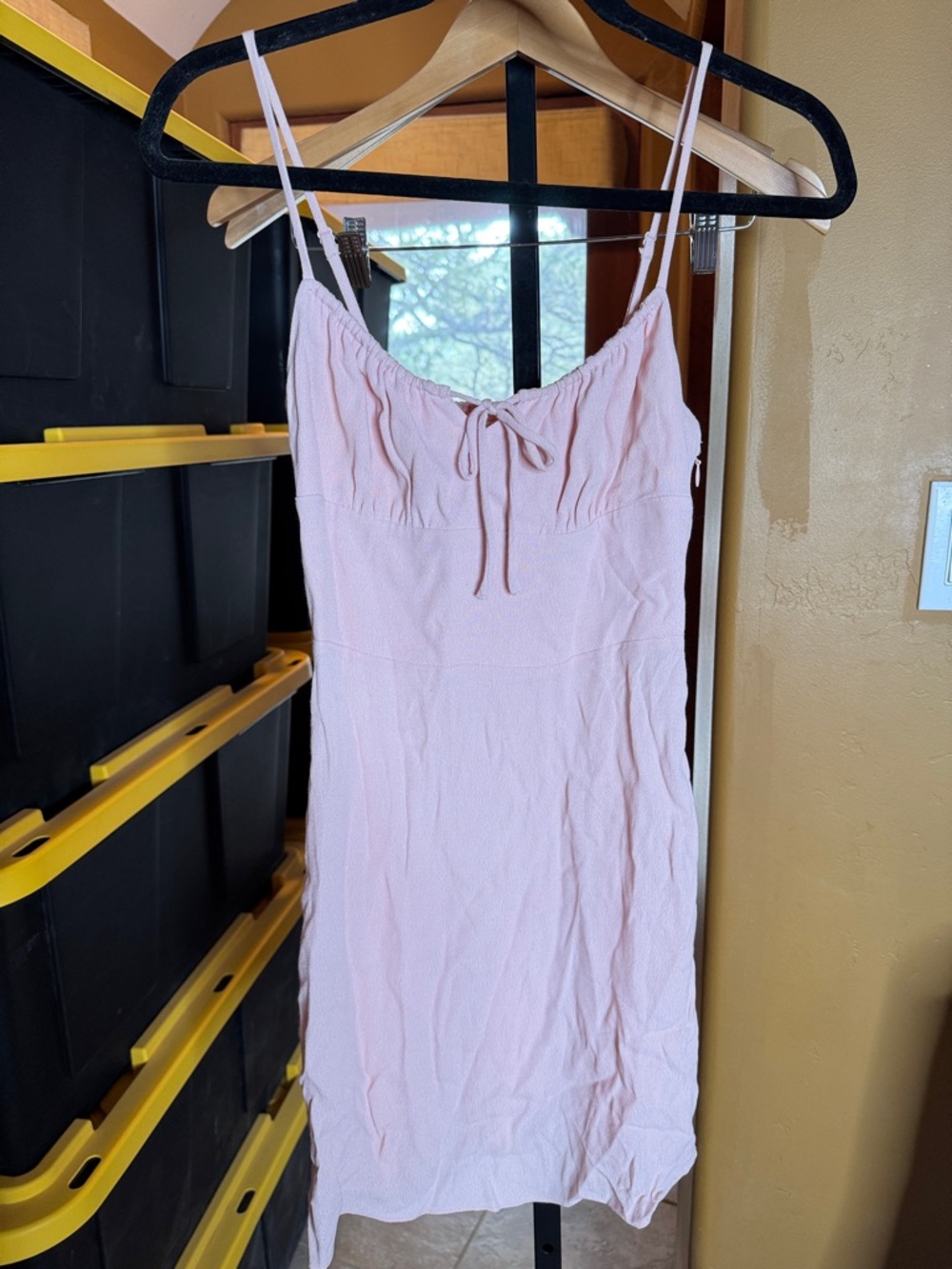 Wilfred Blush Pink Tie Front Mini Dress Size 0 Smocked Back Slip Dress - Picture 4 of 10